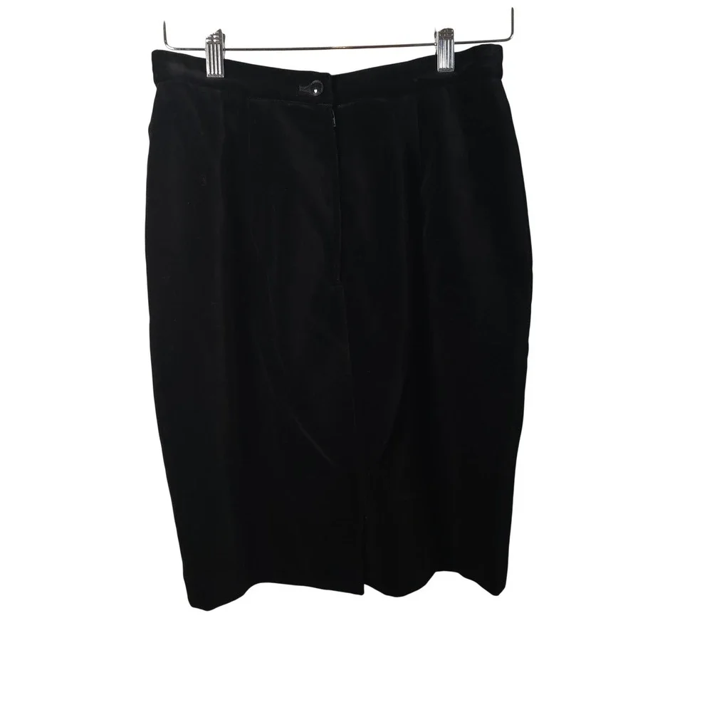 Vtg Henri Bendel‎ Black Velvet Skirt Suit Womens 10 Rhinestone Buttons Italy